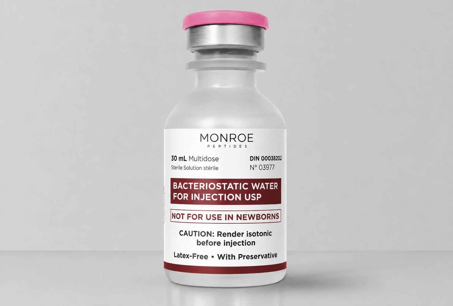 Bacteriostatic Water (Pfizer) — 30mL vial shown; product photograph