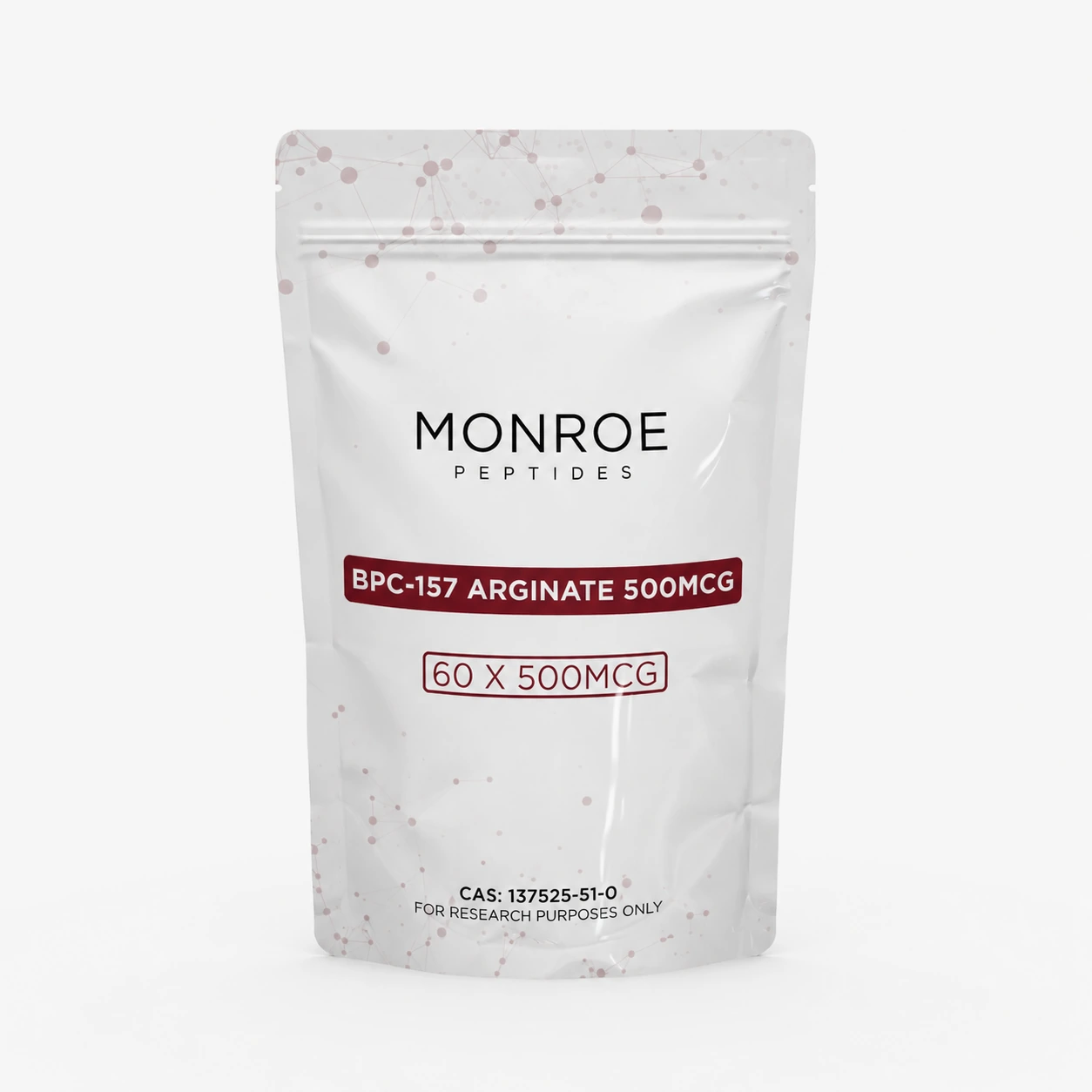 BPC-157 Arginate Tablets — 500mcg oral packaging, 60 tablets; product photograph